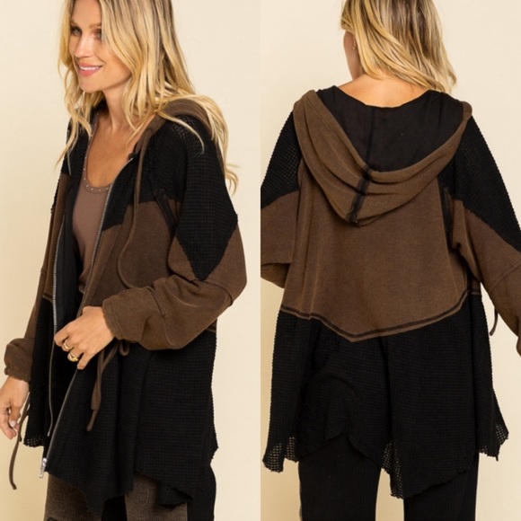 B11P🤎🖤POL perfection in zip up hoodie style perfect 4 office2out! Gorgeous! - Picture 2 of 8